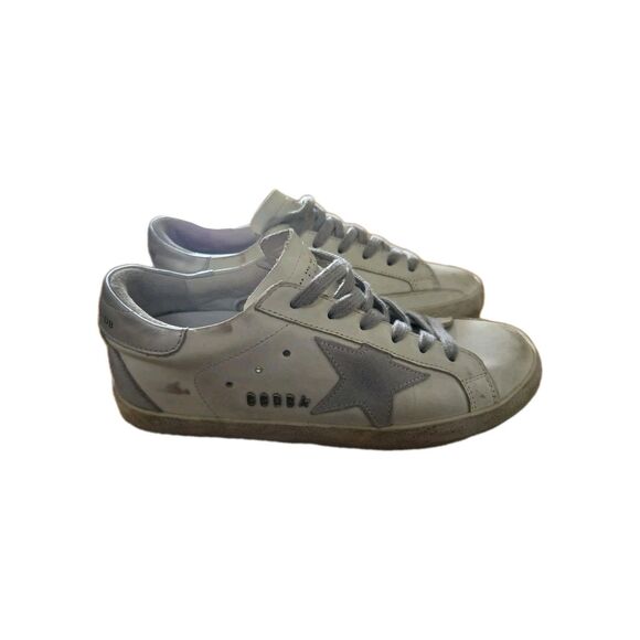 Golden Goose GGDB Womens Sneakers Superstar Leather White Silver Black 5.5 EU 36 - Picture 1 of 10